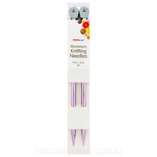 Aluminium Knitting Needles 25.4cm x 9mm 2pk
