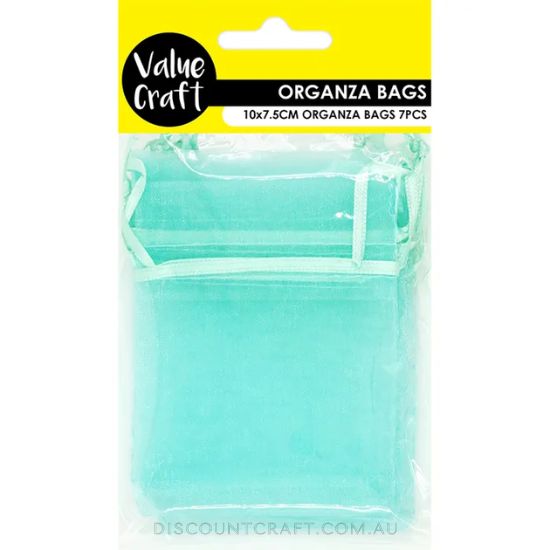 Mini Organza Bags 7pk- 10cm x 7.5cm - Mint