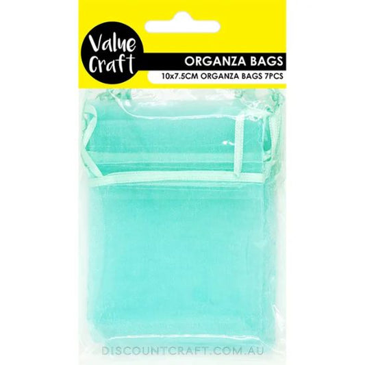 Mini Organza Bags 7pk- 10cm x 7.5cm - Mint