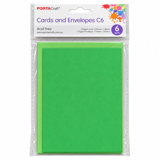Card & Envelope C6 6pk - Tree Green