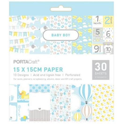 Paper Pattern Pad - Baby Boy 15x15cm