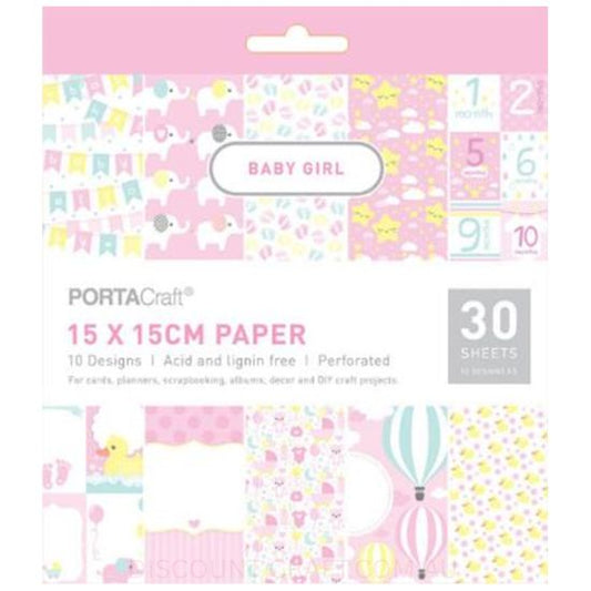 Paper Pattern Pad - Baby Girl 15x15cm