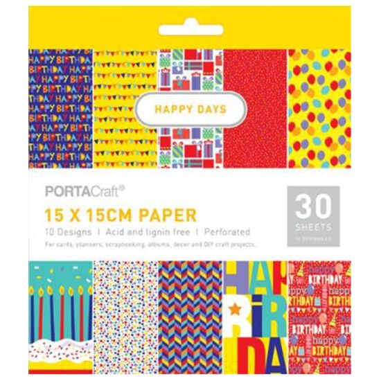 Paper Pattern Pad - Happy Days / Birthday 15x15cm - Discount Craft