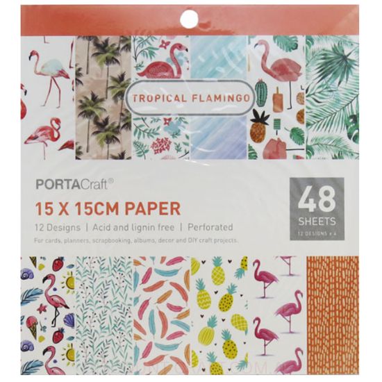Paper Pattern Pad - Tropical Flamingo 15x15cm