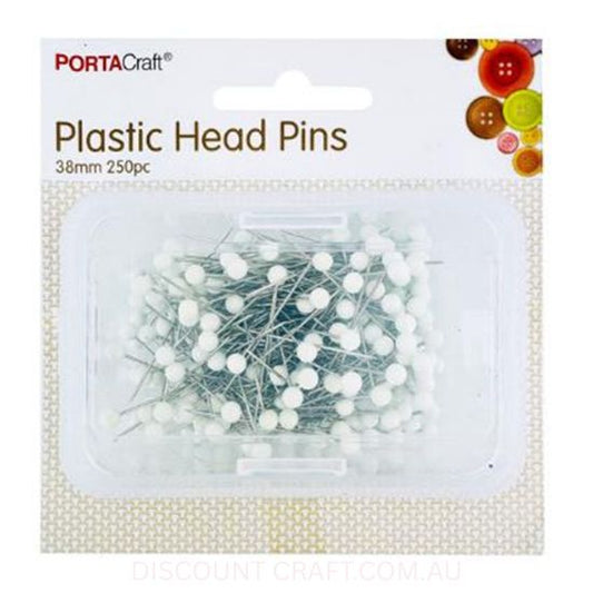 Plastic Head Pins 38mm 250pk
