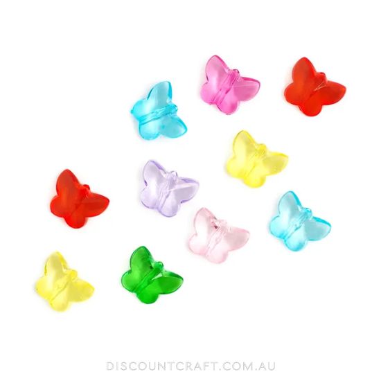 Plastic Butterfly Beads 14mm - Multicolored 20g