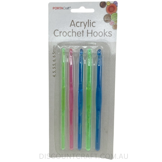Plastic Crochet Hooks 4mm - 6.5mm 5pk