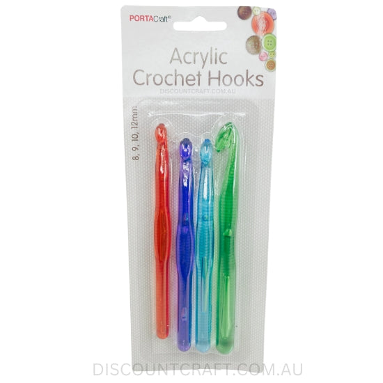 Plastic Crochet Hooks Plastic 8,9,10,12mm 4pk