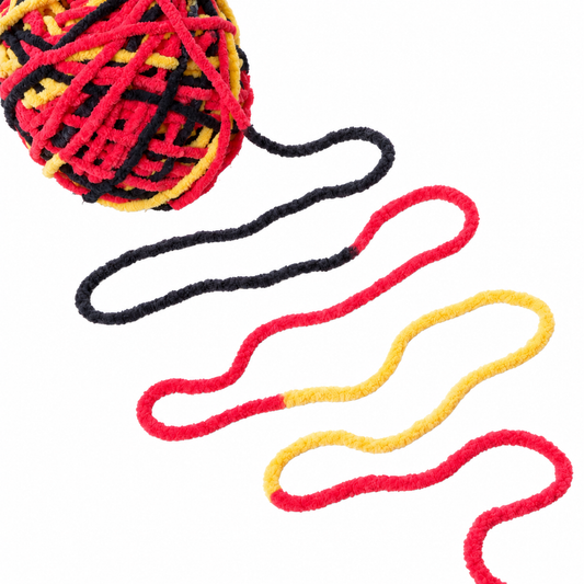 Chenille Yarn variegated Red, Black and Yellow 