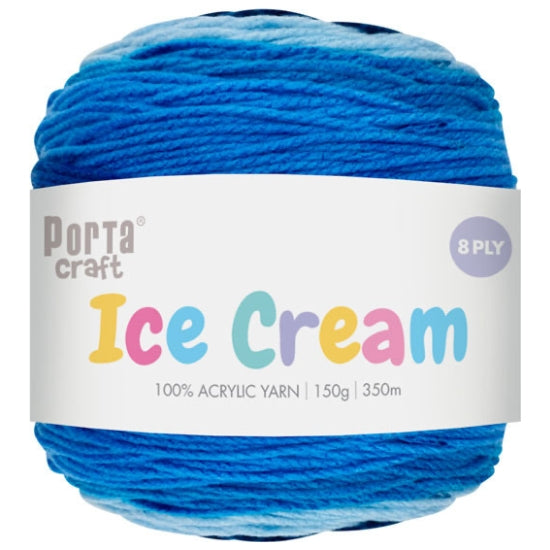 Ice Cream Yarn 150g 8ply - Royal Blue Swirl