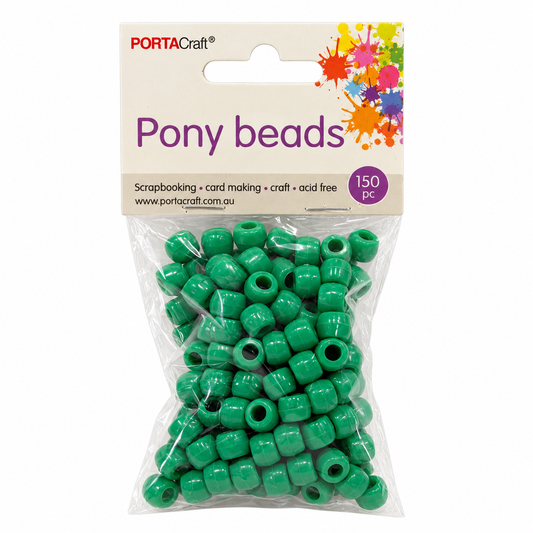 Pony Beads 150pk Emerald Green