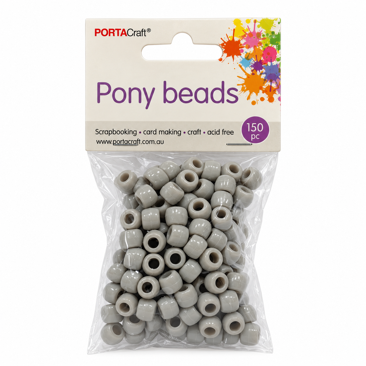 Pony Beads 150pk - Grey