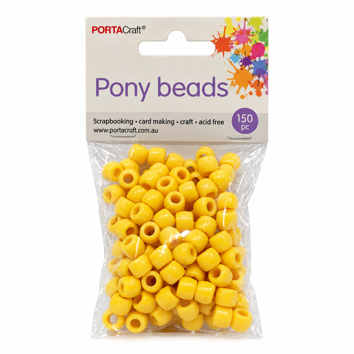 Pony Beads 150pk - Yellow