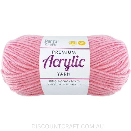 Acrylic Yarn 100g 189m 8ply - Baby Pink