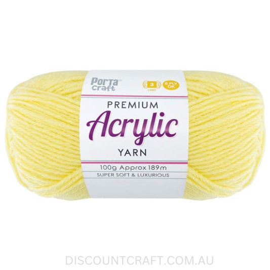 Acrylic Yarn 100g 189m 8ply - Lemon
