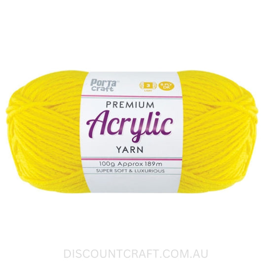 Acrylic Yarn 100g 189m 8ply - Sunshine