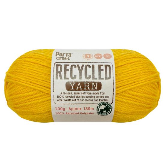 Recycled Yarn 100g 8ply - Solid Sunshine