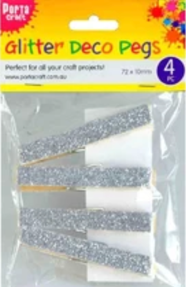 Glitter Decorative Pegs 4pcs