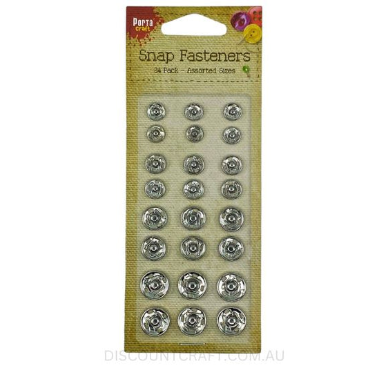 Snap Fasteners - Assorted Sizes 24pk