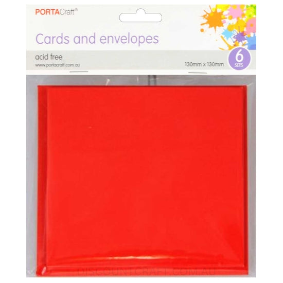 Square Card and Envelope Set in Bright Red Colour