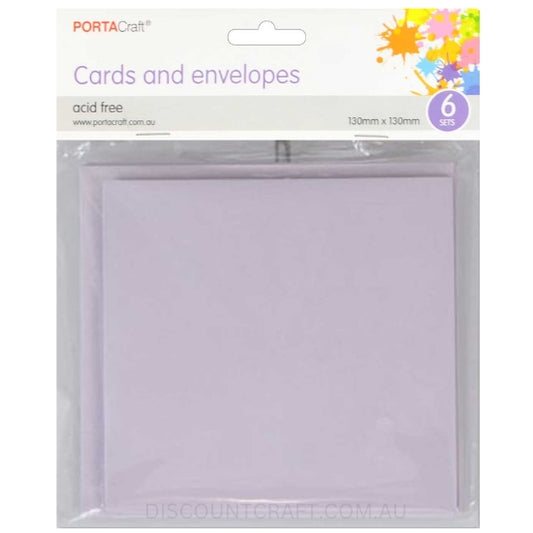 Square Card and Envelope Set in Lilac colour