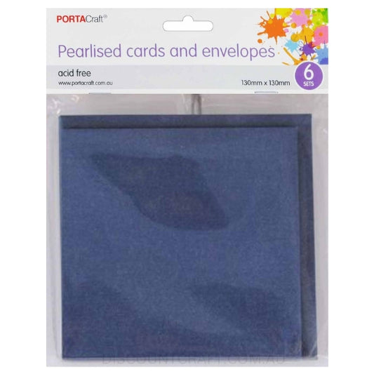 Square card and envelope set in a Pearlised Denim colour