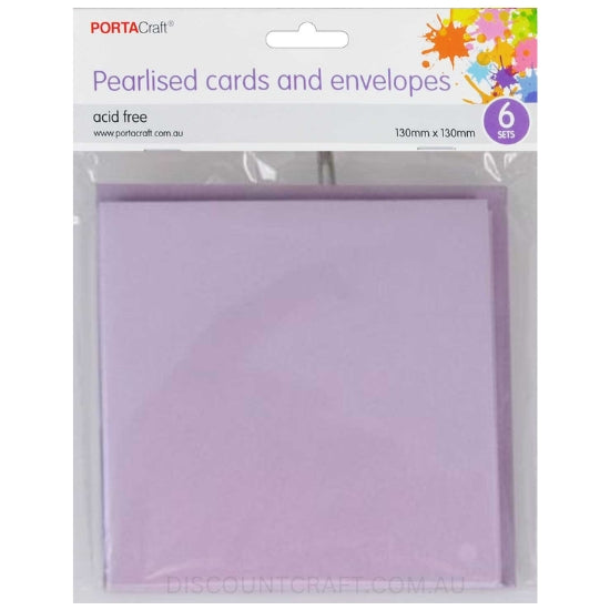 Square Card and Envelope set in Pearlised Lilac Colour