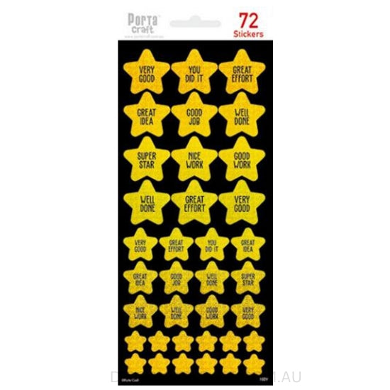 Foil Star Merit Stickers with Sayings 72pk
