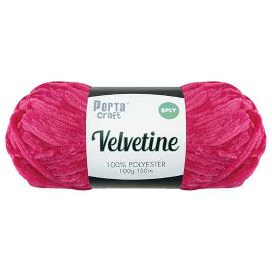 Velvetine Yarn 8ply 100g - Bright Pink