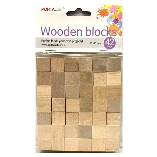 Wooden Cubes 15x15mm 42pk - Natural