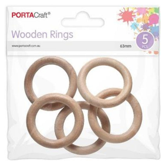 Wooden Rings 63mm 5pk