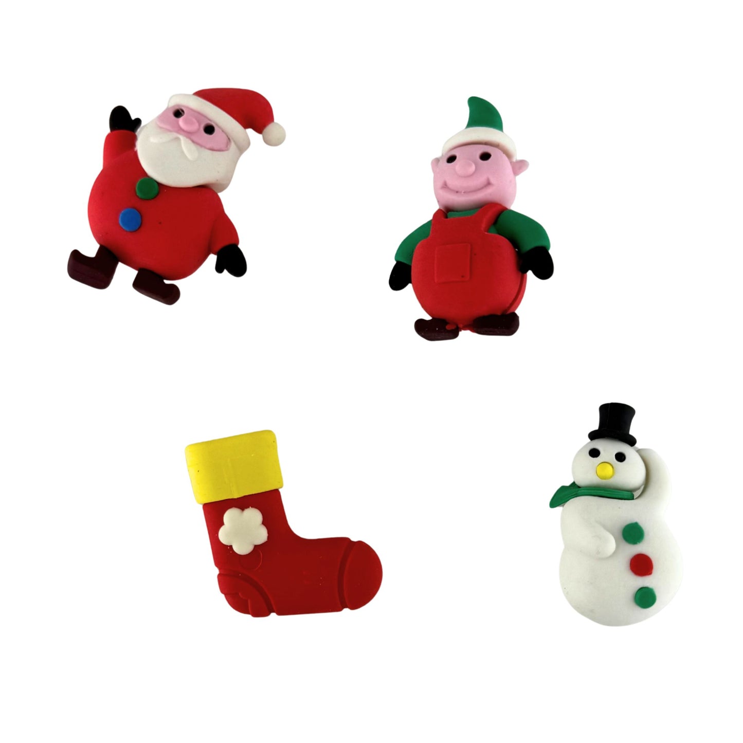 Christmas Novelty Erasers 4 designs - Elf, Snowman, Stocking, Santa