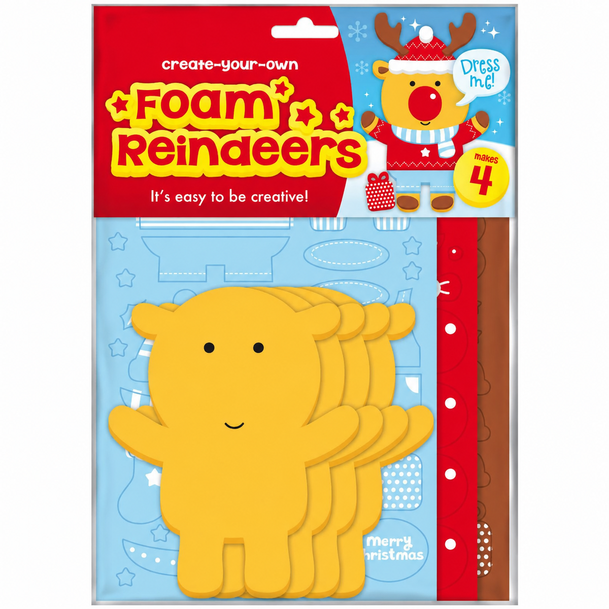 Create-Your-Own DIY Foam Craft Kit - Reindeer 4pk