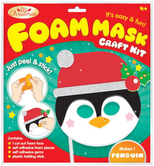 Kids Christmas Foam Mask Craft Kit – Easy Peel & Stick Activity