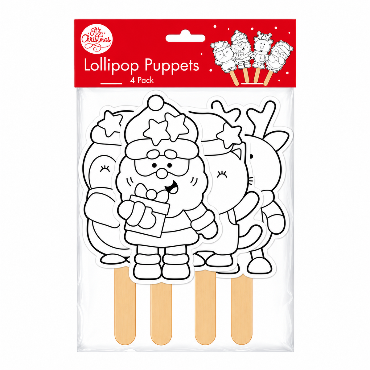 Christmas Cardstock Puppets 4 Pack - Penguin & Friends
