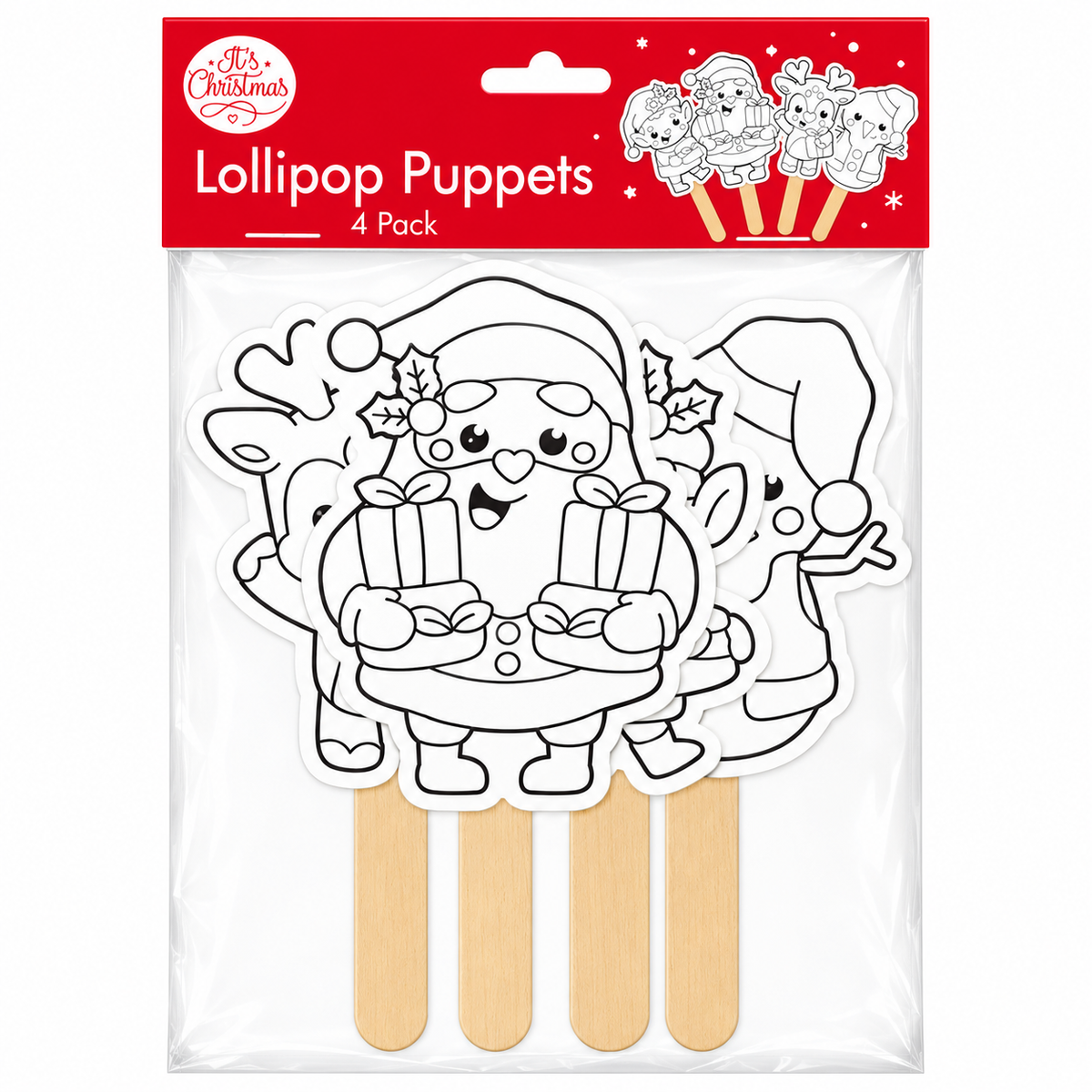 Christmas Cardstock Puppets 4 Pack - Snowman & Friends