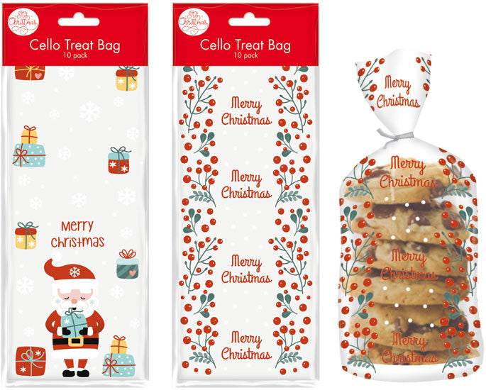 Cello Treat Bags 10pk - Santa & Reindeer