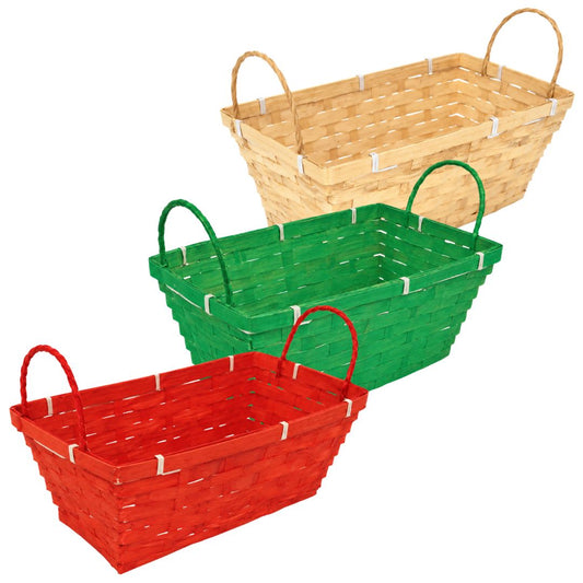 Rectangular Woven Bamboo Christmas Baskets - 3 Pack