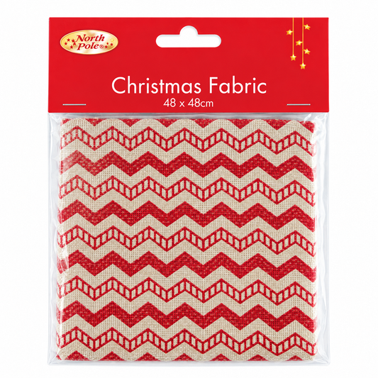 Patterned Christmas Burlap Fabric 48 x 48cm