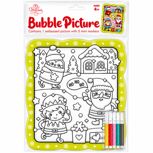 Colour-In Embossed Christmas Bubble Picture - Yellow