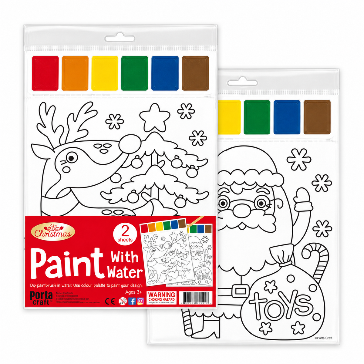 Paint-with-Water Christmas Pictures 2 Pack - Santa & Reindeer