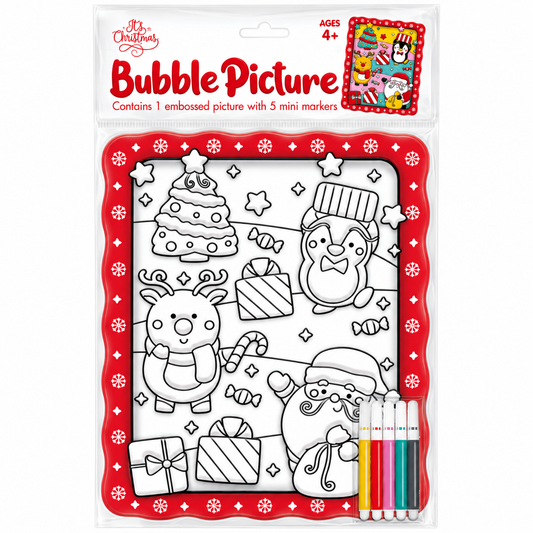 Colour-In Embossed Christmas Bubble Picture - Red