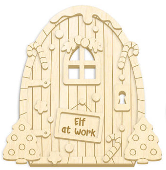 Wooden 3D Elf Door - Elf at Work