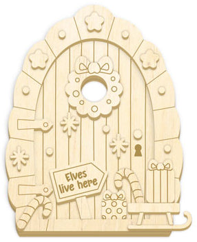 Wooden 3D Elf Door - Elves Live Here