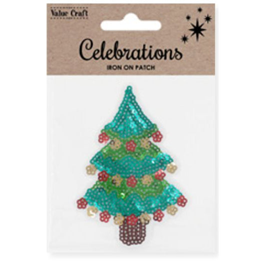 Christmas Iron on Sequin Patch - Tree 1pk