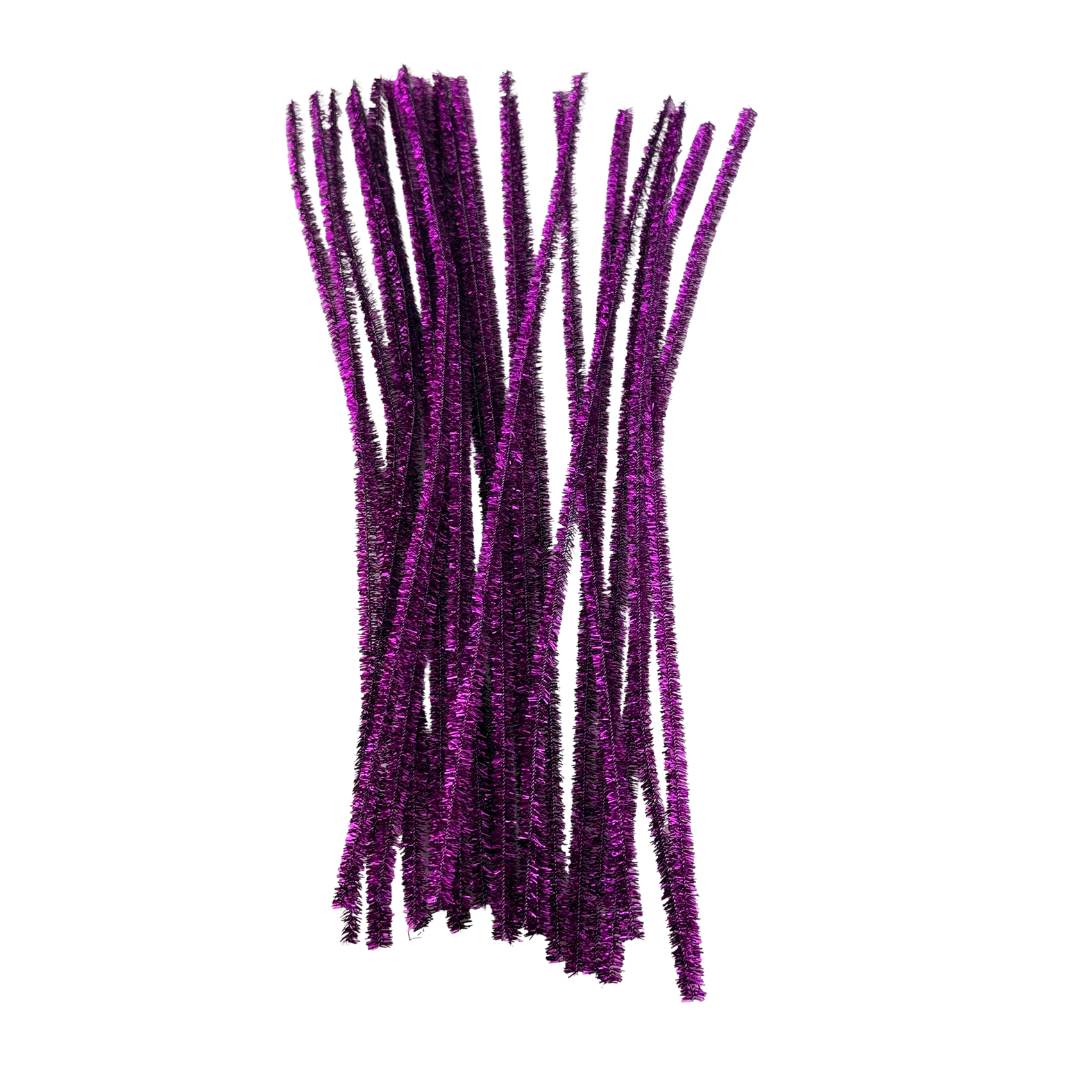 Chenille Stems Tinsel 6mm 24pk - Purple