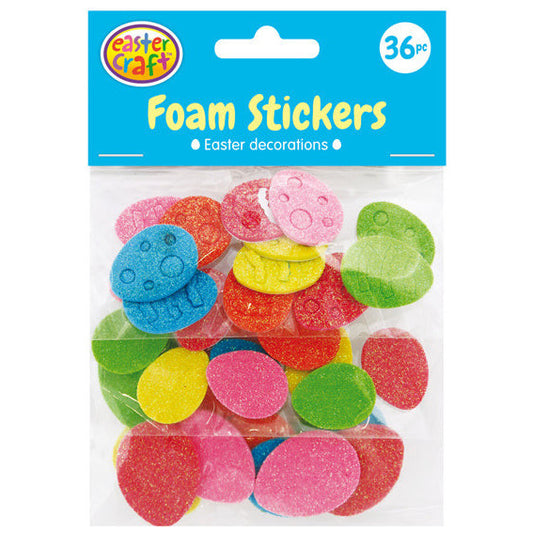 Glitter Foam Easter Egg Stickers - 36 Pack