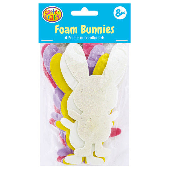 Standing Foam Bunny Shapes Asst. Colours - 8 Pack