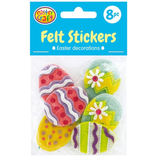Felt Easter Egg Stickers - 8 Pack 4 Designs