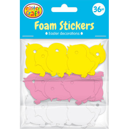 Easter Foam Chick Stickers Asst. Colours - 36 Pack